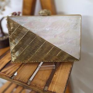 Designer Square Shape MOP Brass Clutch High Quality <b>Bag</b> For Party And Function Use Gift Collection <b>Bags</b> for Women And Girls - Product Image 1