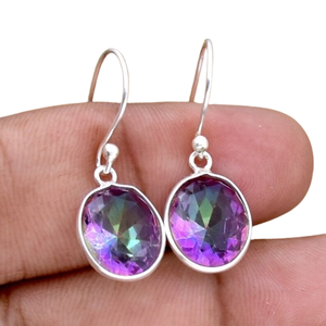 Pendientes colgantes de Plata de Ley 925 sólida para mujer, Pendientes colgantes de piedras preciosas de topacio místico chapados en oro para niñas, venta al por mayor - Product Image 1