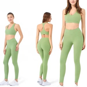 Nouvelle arrivée dernière conception femmes Yoga ensemble Spandex/Nylon 2 pièces grande taille solide Anti-Uv séchage rapide vêtements de sport - Product Image 1