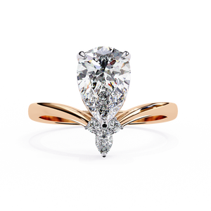 Anillo de Plata de Ley 925 con Moissanita, Corte Pera, Diseño Ondulado, Chapado en Oro Rosa, Anillo de Compromiso con Cuatro Garras, Anillo de Diamantes para Ella - Product Image 2