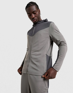 Tracksuit Sportswear Streetwear Hooded 100% Cotton Customizable Unisex Tracksuit Set Grey Manufacturers Wholesale - Product Image 3