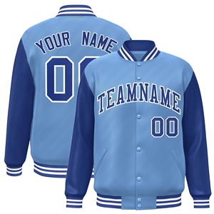 Custom Baseball Jacket Raglan Sleeve Full-Snap Personalized Text Number Logo Varsity Letterman College Baseball <b>Coat</b> - Product Image 1