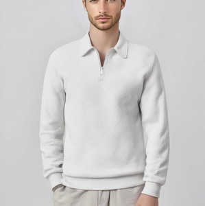 Sweat-shirt personnalisé pour homme, polo à demi-zip, design jacquard, coton, prix bas, polos sweat-shirts pour homme - Product Image 3