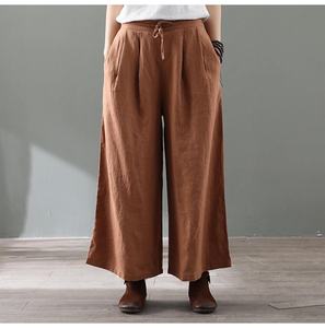 Pantalon d'hiver épais en coton à taille élastique pour femmes, doux, décontracté, coupe régulière, style vintage, séchage rapide, anti-rides. - Product Image 2