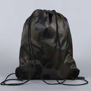 Sac à dos en polyester de qualité supérieure avec cordon de serrage, couleur noire, sac de sport de voyage en tissu avec logo personnalisé imprimé - Product Image 6