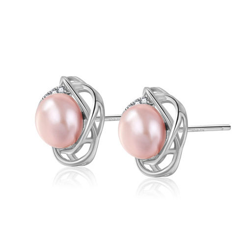 ต่างหูมุก (สีม่วง)