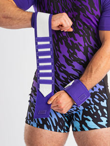 Heavy Duty Custom Stripes Velcro Elástico Suave Gimnasio Entrenamiento Levantamiento de pesas Muñequera Personalizado Doble Cosido Muñequera - Product Image 5