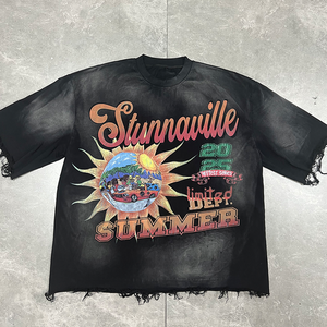 T-shirt unisexe en coton premium avec impression sérigraphique, logo graphique personnalisé, OEM ODM, vente en gros, mode streetwear - Product Image 1