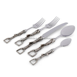 Ensemble de couverts en acier inoxydable miroir à poignée élégante avec cuillère fourchette cuillère à dessert couteau à beurre pour ustensiles de cuisine - Product Image 2