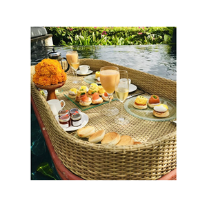 Bandeja flotante de ratán para piscina de desayuno de hotel de vacaciones de diferentes formas personalizadas de alta calidad/bandeja flotante de plástico Ratán - Product Image 6