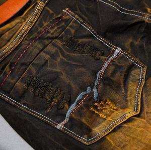 Très demandé pour hommes Jeans évasés lourds Stretch Denim Pantalon en coton Streetwear Broderie Noir Pantalon moulant Motif - Product Image 4