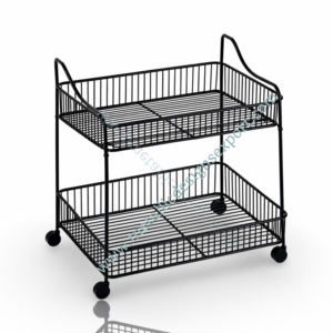 Panier roulant en fil métallique à 2 niveaux avec poignée Organisateur de rangement en métal avec roues verrouillables pour la maison ou le bureau Porte-épices en verre - Product Image 4