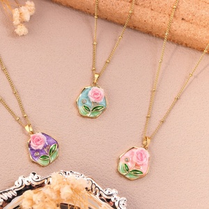 Collier de perles de <span class=keywords><strong>jardin</strong></span> <span class=keywords><strong>Monet</strong></span> <span class=keywords><strong>Peinture</strong></span> à l'huile vintage Style Rose/Fleur Pendentif DIY Chandail Chaîne Accessoires Boucles d'oreilles Type - Product Image 4