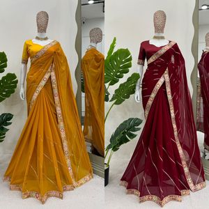Vêtements de mariée crêpe/crêpe saree avec travail du diamant pour le prix de gros saree de luxe pour les achats en gros - Product Image 2