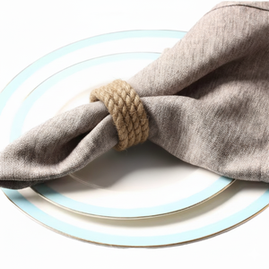 Porte-serviettes en corde rustique, accessoire de table artisanal pour une décoration élégante de table, mariage, fête, anneaux en fibres naturelles, vente en gros - Product Image 2