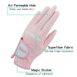 Gants de golf roses en PU pour hommes, protection UV, légers, gants de sport à doigts entiers - Product Image 4