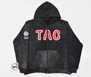 Logo personnalisé Vintage Zip en détresse poids lourd épais Patch sweats à capuche surdimensionnés mode lavé à l'acide brodé 100% coton hiver - Product Image 4