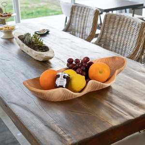 Bol à pâte en bois, longs bols décoratifs pour la décoration intérieure, pièce maîtresse décorative pour la maison, 16 longs bols décoratifs en bois, grands comme - Product Image 2