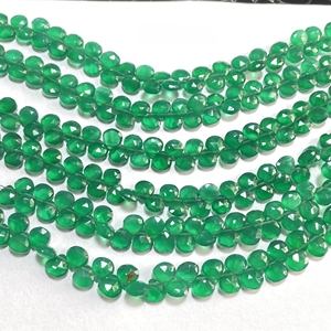 Onyx vert Briolette à facettes en forme de coeur perles de pierre pierre naturelle pour bijoux - Product Image 4