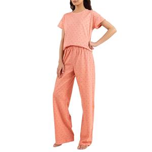 Ensemble de pyjama pour femmes en coton 100% avec taille élastique et logo sur le devant - Vêtement de nuit doux - Product Image 1