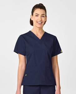 Uniformes unisex con cuello en V y doble bolsillo, diseño original, colores sólidos, cómodos, de algodón y poliéster, para el cuidado de la salud, para mujer - Product Image 6