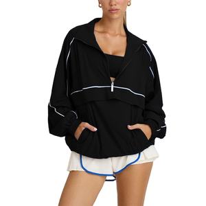 เสื้อแจ็คเก็ตกันลมแบบซิปครึ่งตัว คอตั้ง ระบายอากาศได้ดี น้ำหนักเบา เหมาะสำหรับวิ่งออกกำลังกาย ฟิตเนส และโยคะ สำหรับผู้หญิง - Product Image 1