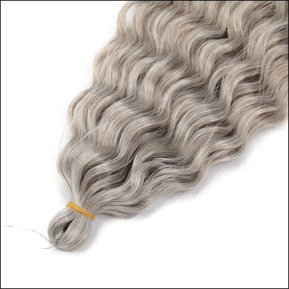 Grosir rambut keriting Ariel rambut keriting gelombang air memutar rambut Crochet sintetis kepang ekstensi untuk wanita putih