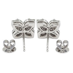 China Manufacturer Trendy Latest Design High Quality 18K White Gold Diamond Brilliant Cut Flower Shape Stud Earrings Wedding - Product Image 3