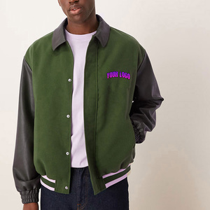 Chaqueta Universitaria de Alta Calidad para Hombre, Chaqueta Varsity Personalizada con Mangas de Béisbol, Abrigo de Invierno Cruzado, Estilo Urbano - Product Image 5