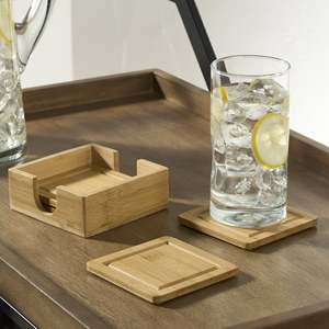Posavasos cuadrados de madera gratis de gran oferta con estuche para el hogar, restaurante, oficina, a bajo precio - Product Image 2