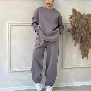 Ensemble de vêtements de détente surdimensionnés pour femmes PASUXI, automne-hiver, col rond ample, sweat-shirt à manches longues, pantalon de jogging, tenue en deux pièces - Product Image 3