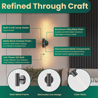 Lámpara de Pared Tubular Negra Moderna de Lujo de Alta Calidad, Luz LED, Cuerpo de Vidrio con Poste Largo Personalizado, Lámpara de Pared para Dormitorio de Villa