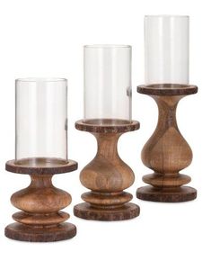Lot de 3 bougeoirs en bois de grande taille chandeliers décoratifs de table à manger dernier modèle pour bougeoir en bois à vendre - Product Image 2