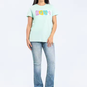 Camiseta Personalizable de Poliéster/Algodón, Estilo Hip-Hop, Corte Regular, Estilo Urbano Americano, Casual, con Logotipo Estampado en la Parte Delantera - Product Image 3