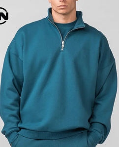 เสื้อมีฮู้ดแบบมีซิปครึ่งหน้าจอสำหรับผู้ชายเสื้อผ้าแนวสตรีทเสื้อสเวตเชิ้ตและเสื้อฮู้ดมีซิปผ้าคอตตอนผ้าเฟรนช์เทอร์รี100% - Product Image 4