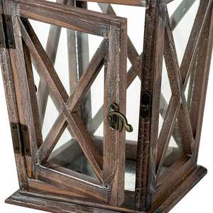 Linternas de madera para velas decorativas de 10,6 pulgadas de altura, Pilar colgante rústico, portavelas, linterna de granja para exhibición de mesa - Product Image 5