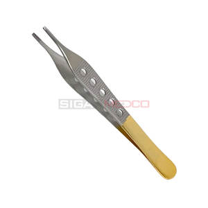 Nuevos fórceps de tejido marrón ADSON de grado premium 4,75 "9x9 dientes punta fenestrada mango dorado cirugía General Manual médico - Product Image 5