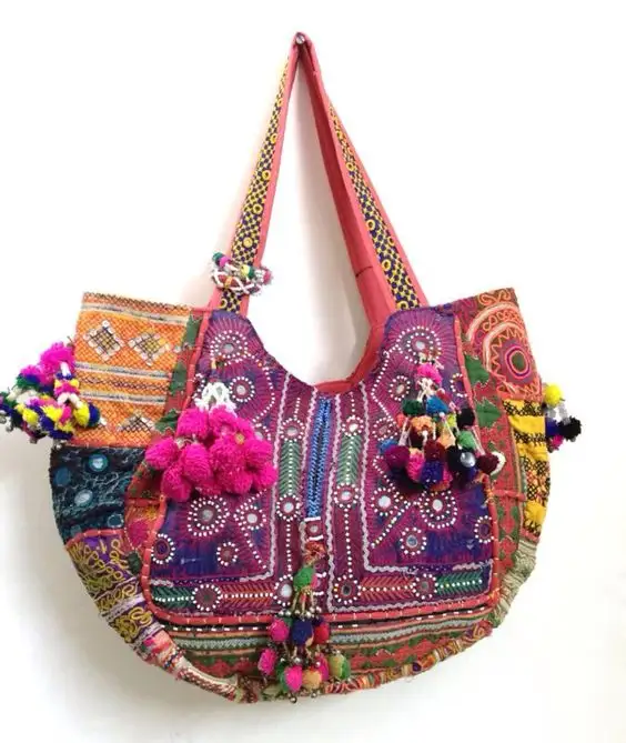 Banjara çanta Vintage Hobo Sling Tote etnik Tribal çingene hint el işlemeli Vintage omuzdan askili çanta çanta