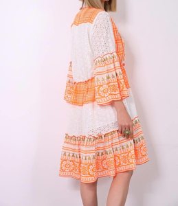 Robe midi bohème en organza brodée de perles et de motifs Paisley, taille unique 36-44, longueur ras du sol, manches lanternes, décorée de pompons, pour soirée - Product Image 3