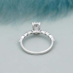 IGI Certified Emerald Cut Engagement <b>Diamond</b> <b>Ring</b> with Side Stones 4 Prong Setting - Product Image 5