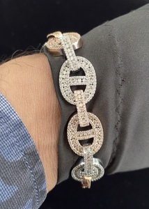 Pulsera de eslabones de Plata de Ley 925 estilo Hip Hop de diseñador con moissanita Premium VVS/D para pulsera de uso diario para hombres - Product Image 4