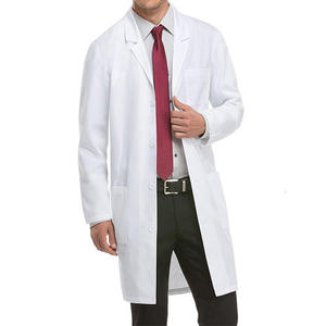 Venta al por mayor Scrub enfermera blanco algodón poliéster verano médico Hospital laboratorio Dental hombres Doctor uniforme bata de laboratorio - Product Image 3