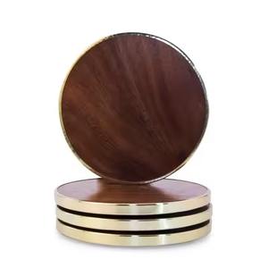 Modern Vintage Wooden <b>Coasters</b> Handmade Square Mats with <b>Cork</b> Pad Natural Home Decor - Product Image 2