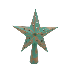 Étoile décorative unique en fer avec support vert et cuivre anti pour la décoration de Noël Design moderne de table personnalisé en gros - Product Image 1