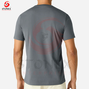 T-shirt uni en coton à manches courtes pour homme Impression numérique imprimée de logo personnalisé Matériau 100% coton - Product Image 3