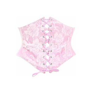 Cinturones de corsé de encaje rosa para mujer, cinturón elástico para ajustar la cintura - Product Image 1