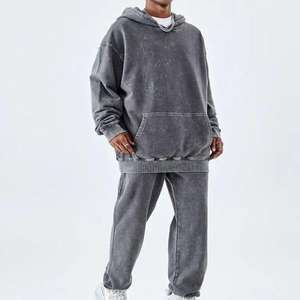 Conjunto de pantalones de chándal de algodón 100% con capucha, logotipo personalizado, parche desgastado por el sol, cierre de cremallera a prueba de viento, talla grande, Verano - Product Image 5