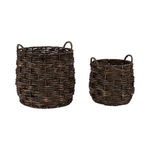 Ensemble de 2 paniers ronds durables en jacinthe d'eau tressés à la main, panier de rangement en gros, écologique, fabriqué au Vietnam - Product Image 1