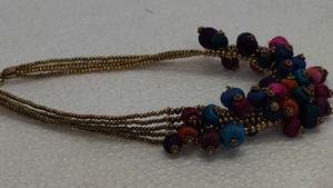 Collar de Cadena de Aleación de Cobre Cubierto con Hilo Vibrante, Joyería de Cuentas Estilo Boho Chic, Hecho a Mano Multicolor, 16 Pulgadas, de Lujo - Product Image 4