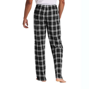 Pantalones cálidos de franela para hombre, pantalones a cuadros de Búfalo en blanco y negro, ropa de dormir clásica a cuadros con ajuste relajado, Ideal para el invierno - Product Image 4